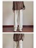 Khaki Velvet-Lined Corduroy Sweatpants for Boys - Oversized Wide-Leg Winter Trousers, American Style