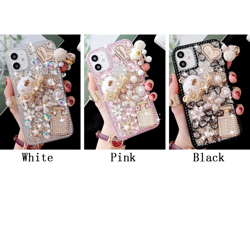 Glitter Rhinestone Phone Case For VIVO Y400 Pro Y300 Y200E Y200 Y300 Y300T Y04 Y03 T4 T3X T4X 4G 5G Bling Crystal Design with Pumpkin Cover Girls Gift