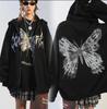 Hooded sweater in stock, zipper sweater autumn and winter European and American butterfly sweater gothic sports hooded jacket