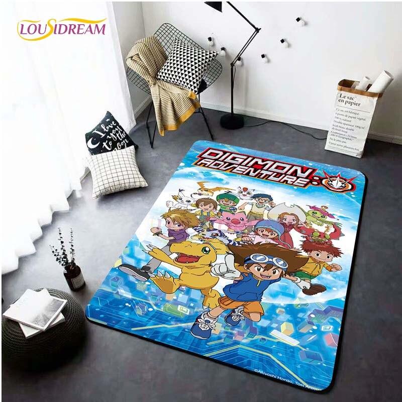 Neue Cartoon Digimon Teppiche für Wohnzimmer Rom Anime Teppich Schlafzimmer weiche Bodenmatte Anti-Rutsch-Fußmatte Home Decor Geschenk Picknick