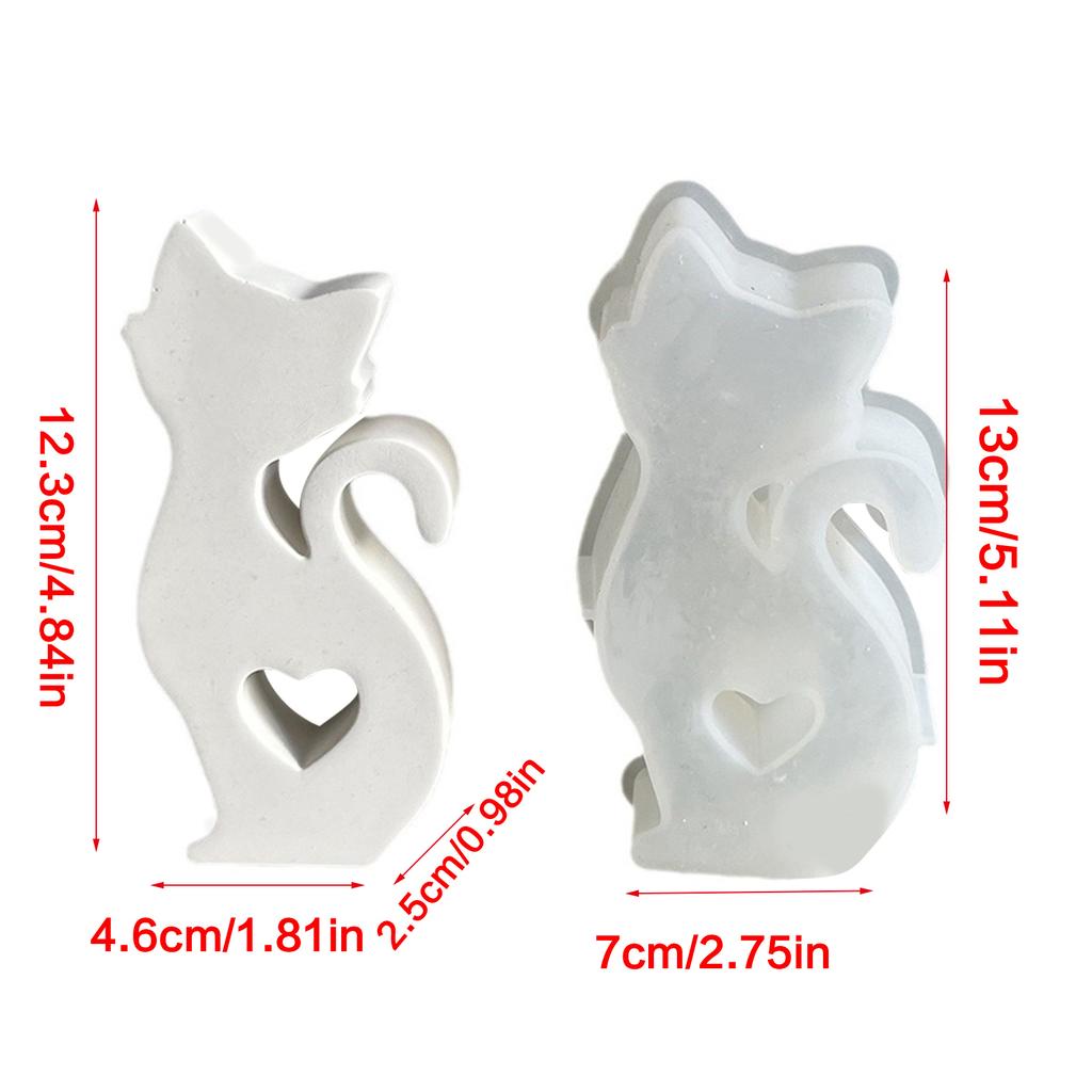Silikonform zum Basteln Hohlherz Katzenform Skulptur Gießharzform für Seife Aromen Perlen Kerzenherstellung