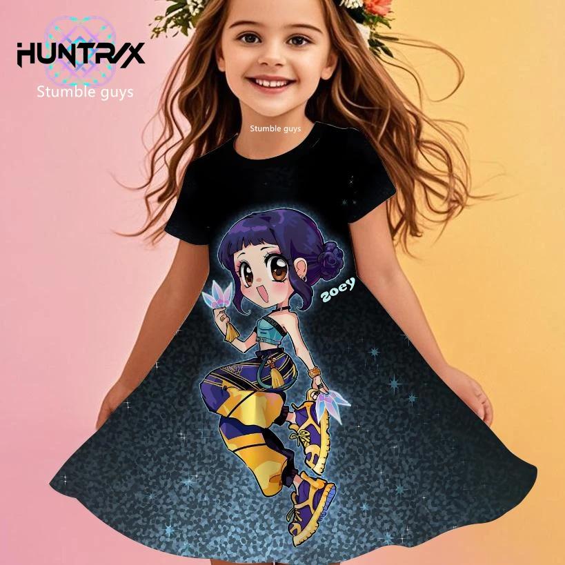 Vestido de Verano para Niñas Niños Cazadores de Demonios Kpop Diseño de Dibujos Animados Anime Vestido de Playa de Princesa Ropa de Dormir Informal