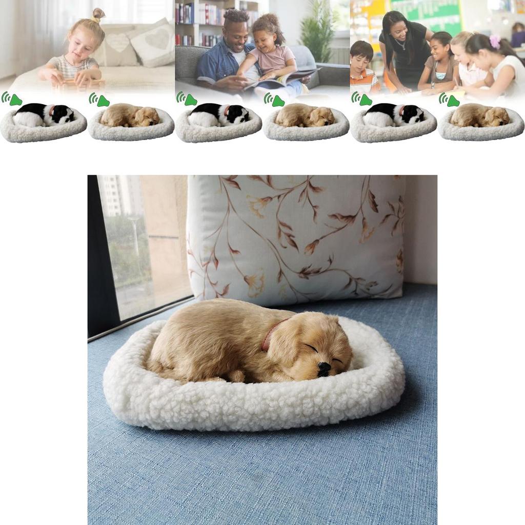 Perro de peluche realista con respiración, decoración para el hogar con piel sintética para fotografía y regalo.