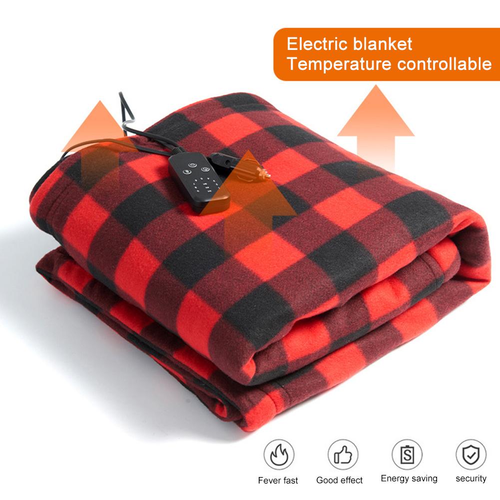 Car Heating Blanket 12V Electric Heated Blanket Cigarette Lighter Plug Winter Camping Travel Heating Blanket Car Accessories