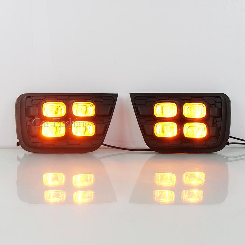 2PCS Car LED DRL Daylights For Toyota 4Runner N21 2006 2007 2008 2009 with Turn Signal Indicators Daytime Running Light Fog Lamp