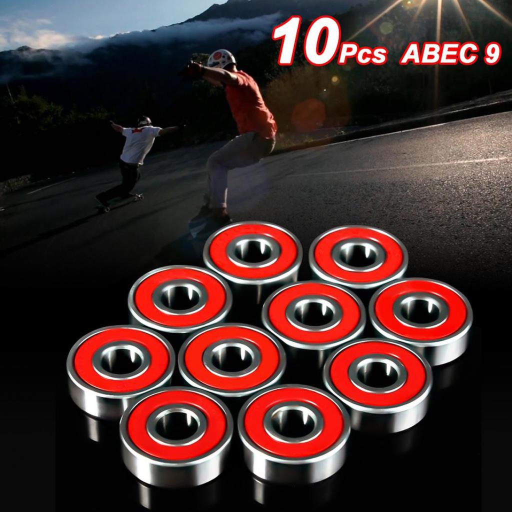 10Pcs Skateboard Longboard Roller Skate Wheels Scooter Spare Bearings