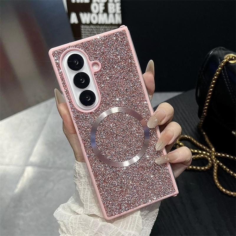 Luxuriöse Magnetische Strass Diamant Handyhülle Für Samsung Galaxy Z Fold 7 6 5 4 3 5G Magsafe Die Glänzende Diamant Stoßfeste Abdeckung