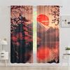 2pc    Window Treatment Curtains Elegant Japanese Landscape Versatile Polyester Fabric  Without Electricity Summer Party