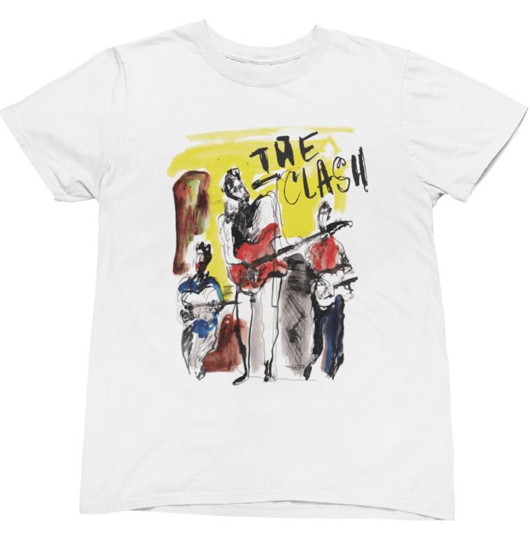 Vintage The Clash Band On Stage White unisex T-Shirt all Size S096