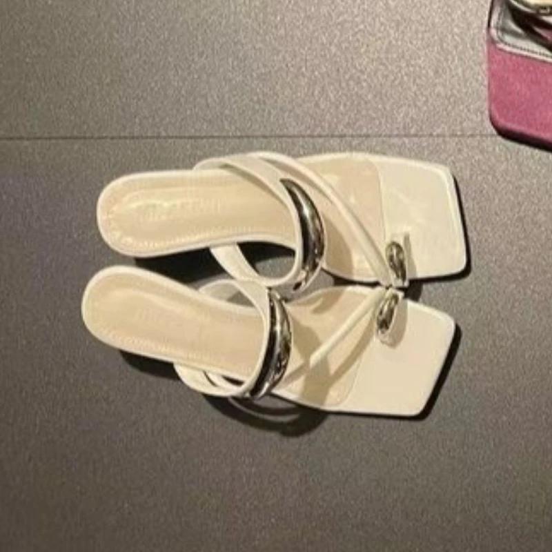 Designer Women High Heeled Sandals Elegant Woman's Slippers Summer 2025 Trend Fashion Pumps Slides Luxury Sandalias De Mujer