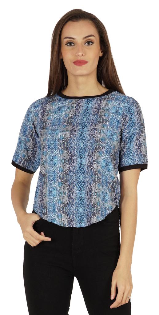 Inkmeso Rundhals Lässige T-Shirts Für Damen Bedruckt Normale Passform High-Low Saum