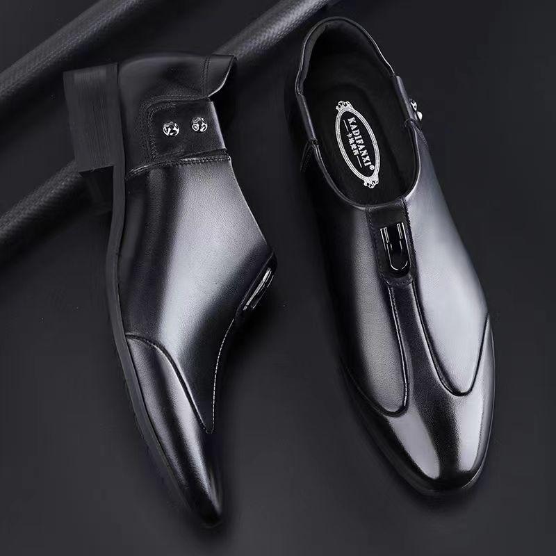 

Мужская мода Туфли формальные слипоны - модный британский стиль, прочная резиновая подошва, удобные, деловой кэжуал, слипоны, обувь для ленивых 44 чёрный