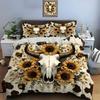 Native American Cattle Skull Art Print Bedding Set Duvet Cover 1 Duvet Cover 1/2 Pillowcases Adult and Kids Bedding Set Luxury