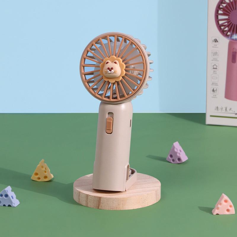 Mini Portable Foldable Small Fan Usb Rechargeable Cute Cartoon Style Handheld Desktop Fan серый