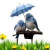 Fairy Garden Stakes 2D Acrylic Blue Bird with Umbrella Decorative Stakes for Outdoor Garden Yard Home Decorations
