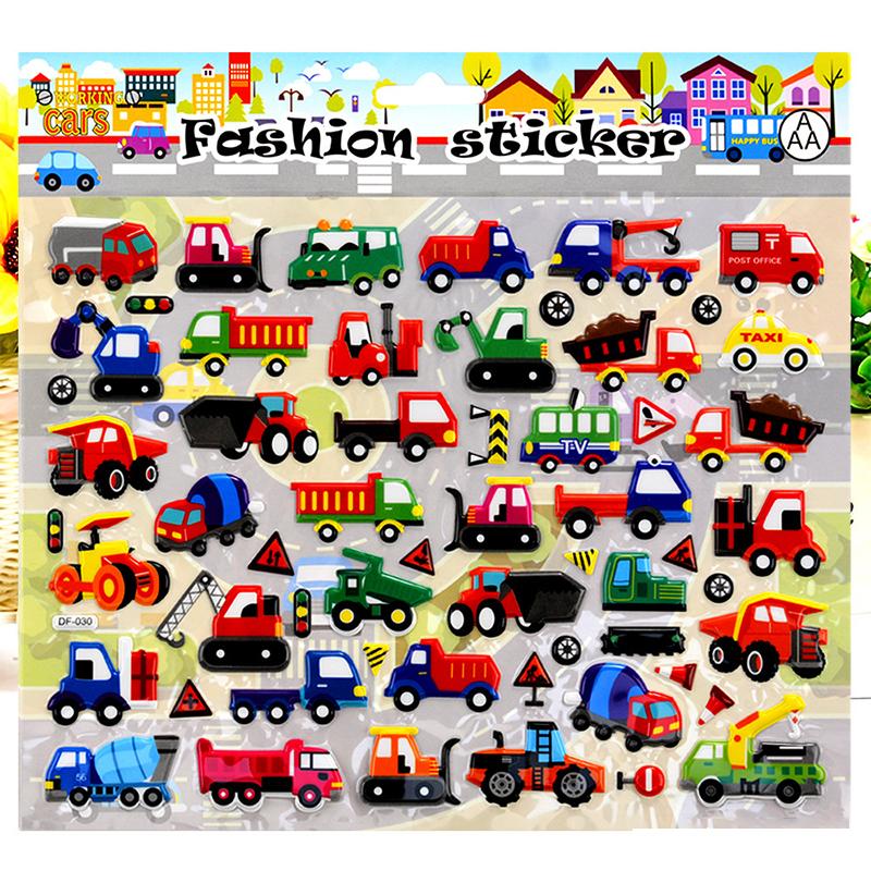 3D Bubble Sticker Car Truck Plane Traffic Waterproof Cartoon Anime Stickers For Girl Boy Kids Funny Educational Toys