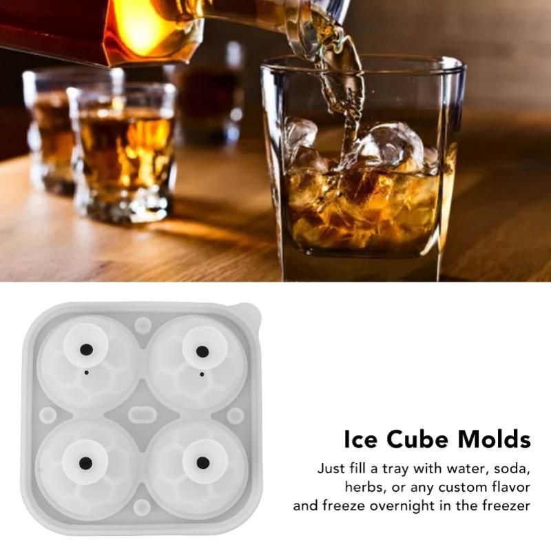 2Pcs Silicone Ice Cube Molds Fun Shapes Round Sphere Ball Mold For Whiskey Cocktails Game Day
