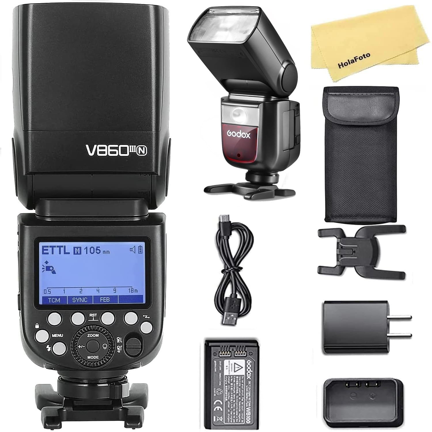 

Godox Camera Flash Speedlight for Nikon HSS 480 2600mAh LED Modeling Lamp Japanese Instruction Manual Included V860III-N Cameras, 2.4G 1/8000s,