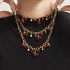 2025 New Fashion Red Cherry Zircon Necklace Bracelet Set for Women Jewelry Gift