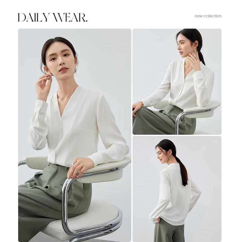 Women's V-Neck Chiffon Long Sleeve Blouse