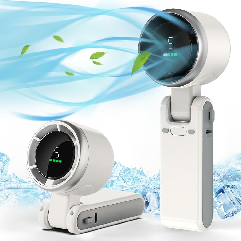Powerful personal air-cooling turbine handheld fan - three-in-one foldable portable fan - all-day battery life - 5 speeds - LED display - Type-C