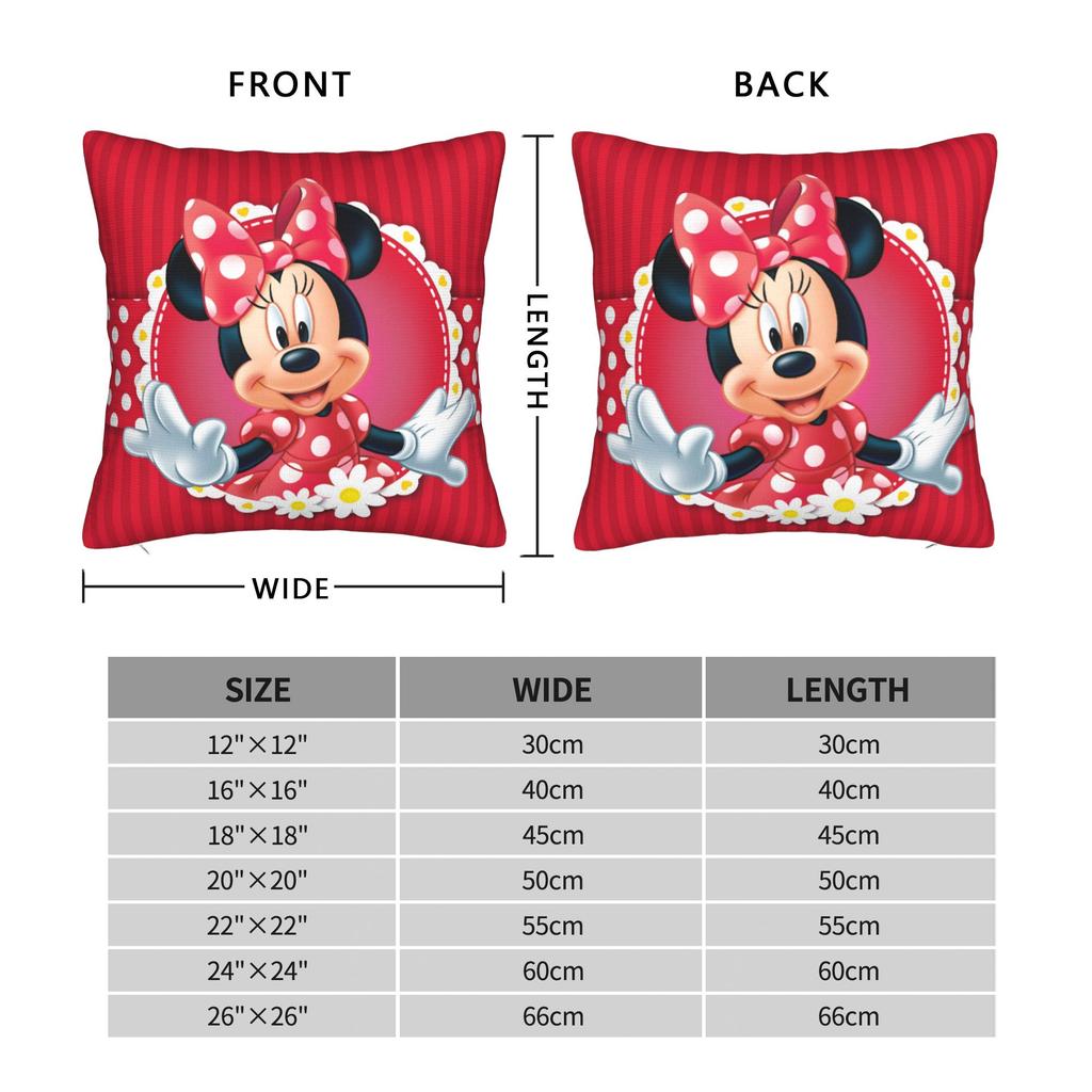 Red Minnie Mickey Mouse Pillowcase Polyester Cushion Cover Decoration  Pillow Case Cover Home Zipper 18'