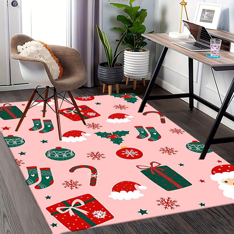 Christmas Santa Claus Chair Mat - Anime Cartoon Design, Non-Slip Carpet for Office, Home Decor, Living Room, Bedroom, Gaming Room & Dormitory.R097