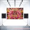 Sfondo fotografico 2D per il 50° compleanno, Striscione per festa a tema traguardo color oro rosa