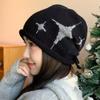 Casual Star Pattern Knitted Woolen Hat Windproof Thickened Cover Head Cap Keep Warm Cold-proof Drawstring Beanie Cap Women