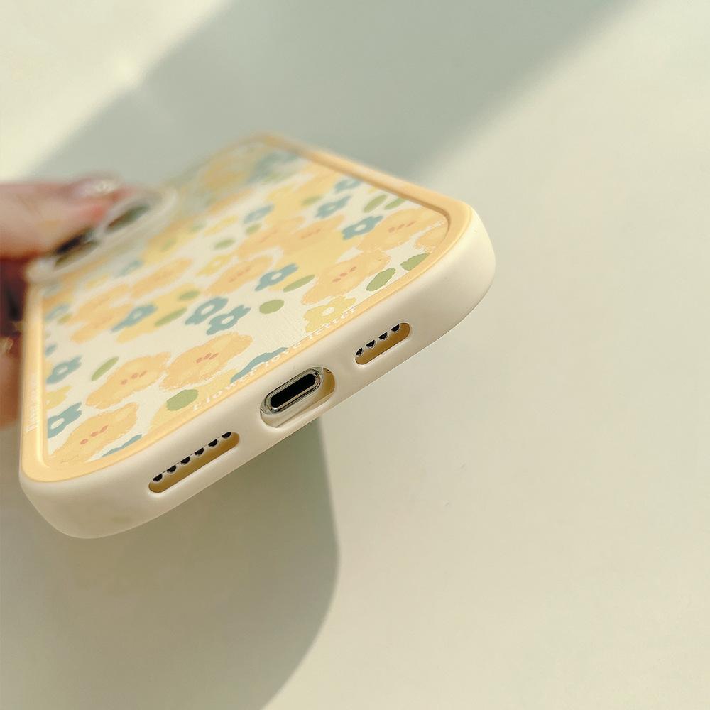 Custodia per telefono retrò antiurto estiva con fiori gialli dolci per iPhone14 13 11 12 Pro Max Xs Xr 7 8 Plus Custodia Cover Cartone Animato Carina