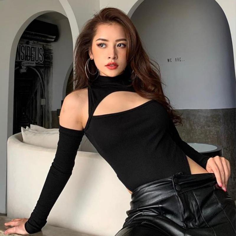 Fashion Sexy Hollow Out Shoulder Slim Fit Jumpsuits Women Long Sleeve Base One-piece Rompers for Women Street Casual Solid Lady Bodysuit Outfits 25770