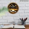 2D Flat, 1pc Round Aluminum Hanging Sign, "Eid Al Adha Mubarak" Islamic Festival Metal Wall Art, Vintage Camel, Sheep & Mosque Night Design