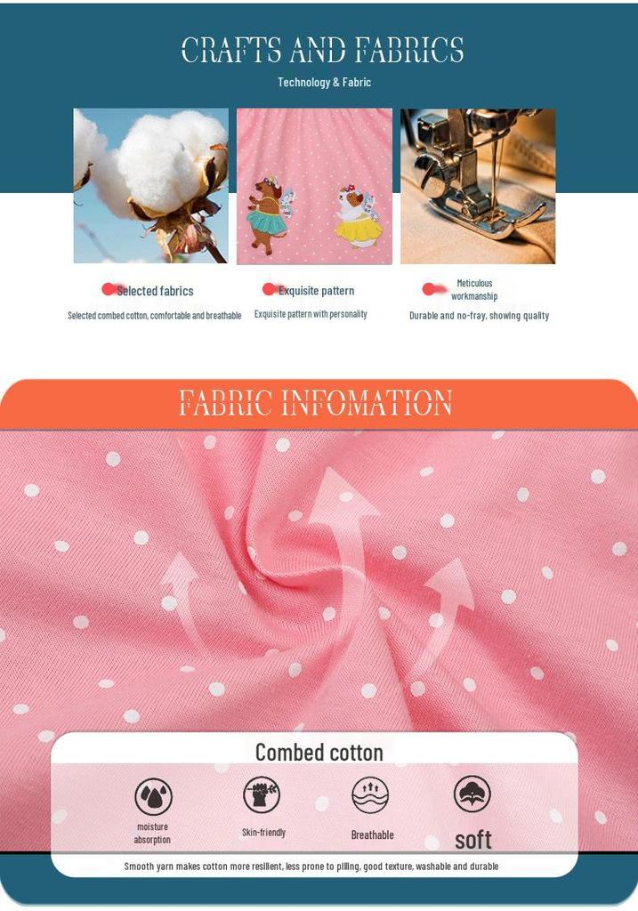 Classic Lotus Leaf Collar Girls' Spring/Summer Dress: Short Sleeve Jumpsuit with Stylish Animal Embroidery.
