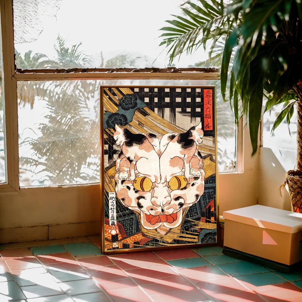 Vintage Japonské Umění Ukiyo-e DIY Samolepicí Plakát Luxusní Samolepka na Zeď pro Obývací Pokoj Bar Dekorace Zdi