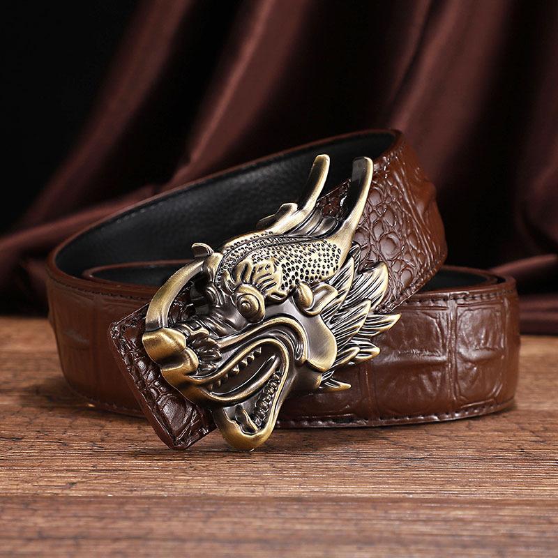 Men's Leather Belt Genuine Leather Belt Personality Faucet Alloy Smooth Buckle Belt Youth Casual Belt
