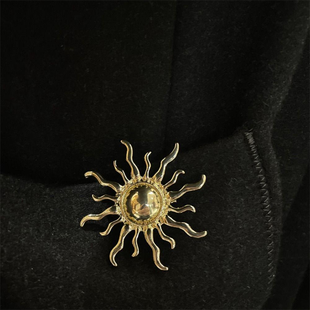 Spilla Forma di Sole Stile Retrò Spille Sole Smalto Metallo Spille Girasole Minimaliste Spilla Gioielli da Donna