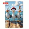 Seagull Trio Plaque Sign Rustic Wooden Seagull Trio Plaque Sign  Multipurpose Wall Hanging for Home Cafe Office Library