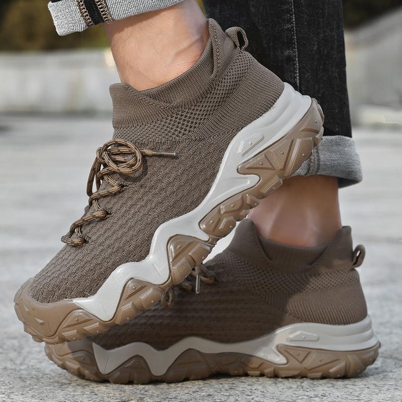 Fashion Thick Bottom Design Antiskid Sneakers Fashion Lace-Up Driving Flats  New Handmade Casual Leather Men Outdoor Shoes