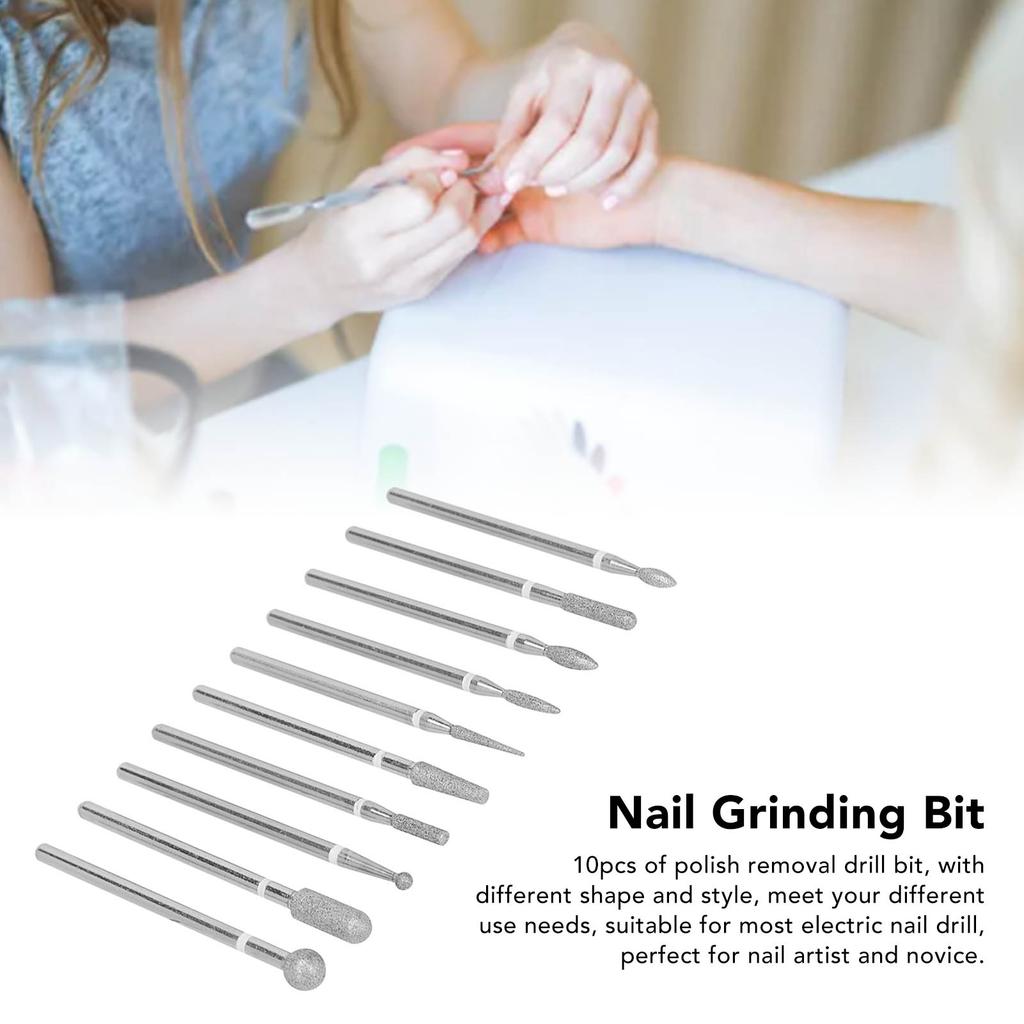10pcs Professional Emery Nail Drill Bits Set Home Salon Novice Cuticle Remover Bits Nail Art Tool