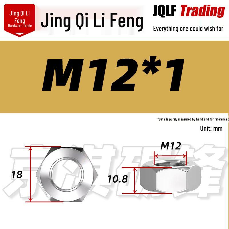 201 Stainless Steel Hex Nut: M3–M56 Fine Thread Thickened Nut