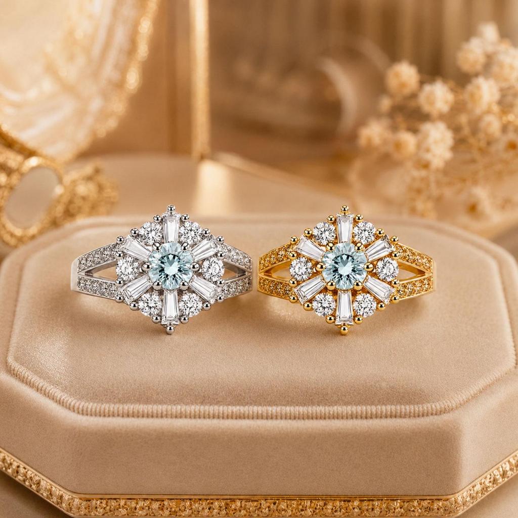 Elegant Temperament Snowflake Ring: Copper Inlaid Zircon Diamond Wedding Party Accessory