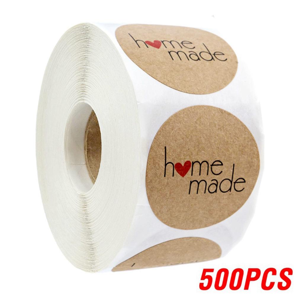 100-500Pcs Vintage Kraft Paper Stickers Scrapbook Gift Stationery Label Stickers Handmade With Love Thank You For The Stickers