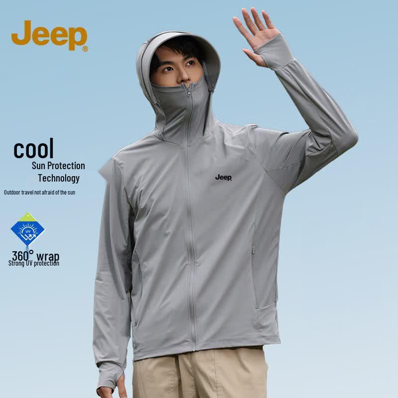 JEEP Men's Ice-Feel UV Protection Sun Jacket with Detachable Hood