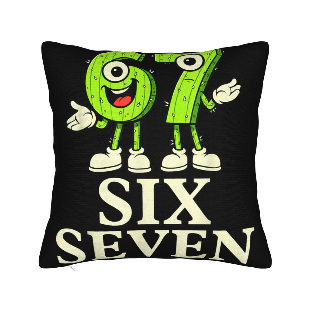67 Six Seven 6-7 Funny Italian Brainrot Meme Pillow Cover  Soft Cushion Cover Cute Funny Pillow Case For Sofa Bedroom Home Decor