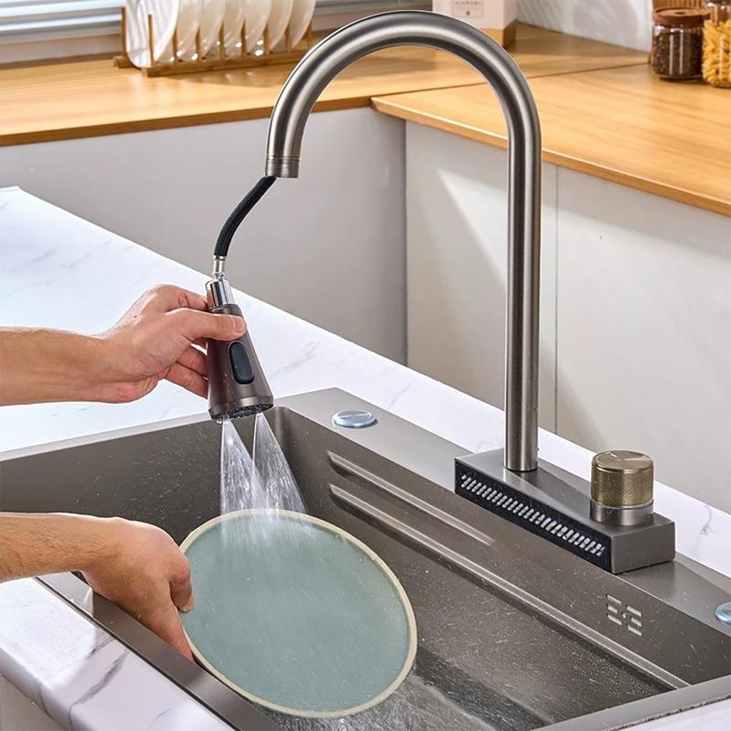 Pull-out 360° Rotating Stainless Steel Kitchen Faucet - Extendable Sink Faucet In Black/Gun Grey/Brushed/Chrome Finishes