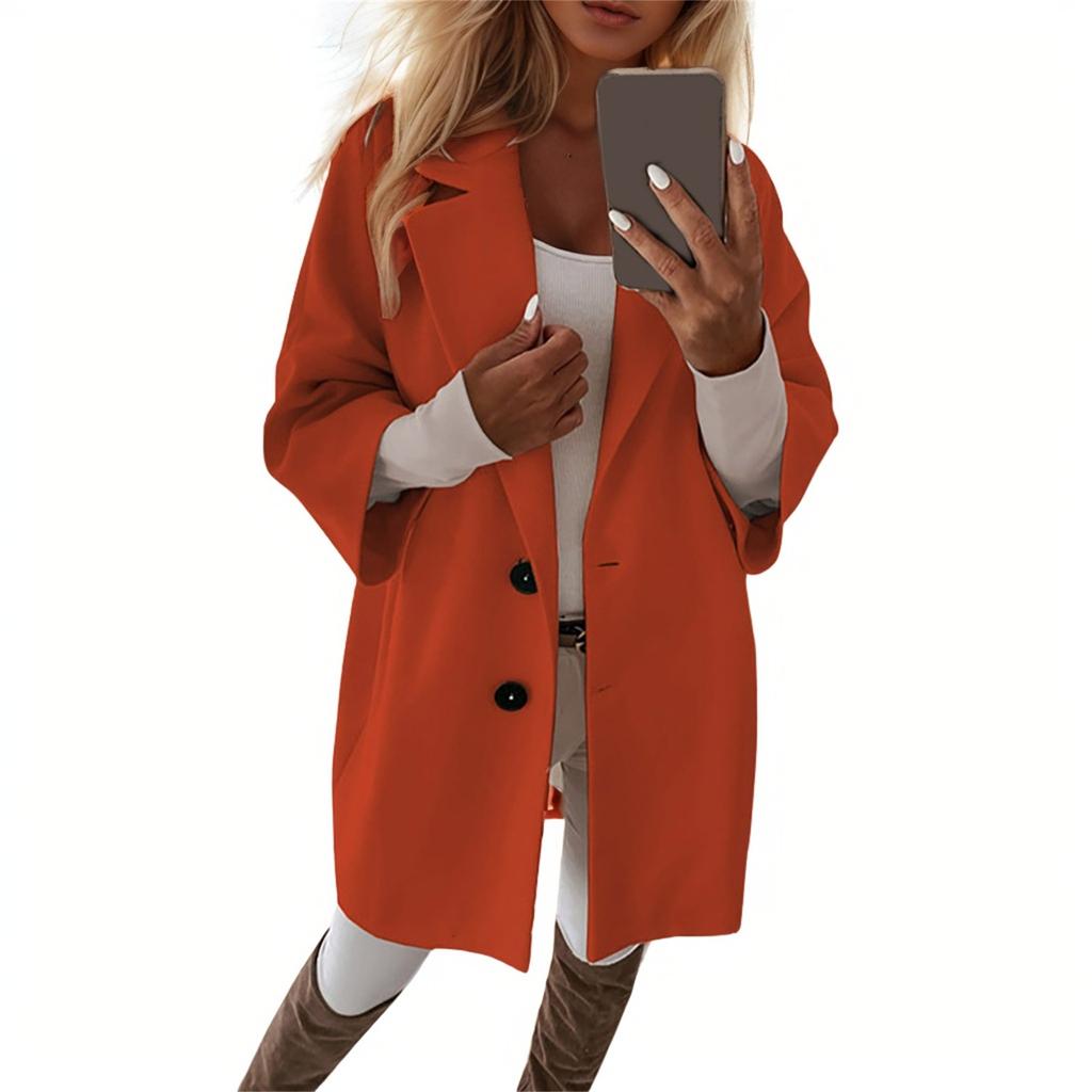 Women's Fashion Jacket Casual Solid-color 3/4 Sleeve  Button-down Pocket Cardigan Coat