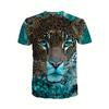 Animal 3D Printed Leopard Print Fashion Personalized Top O-neck Short Sleeved T-shirt