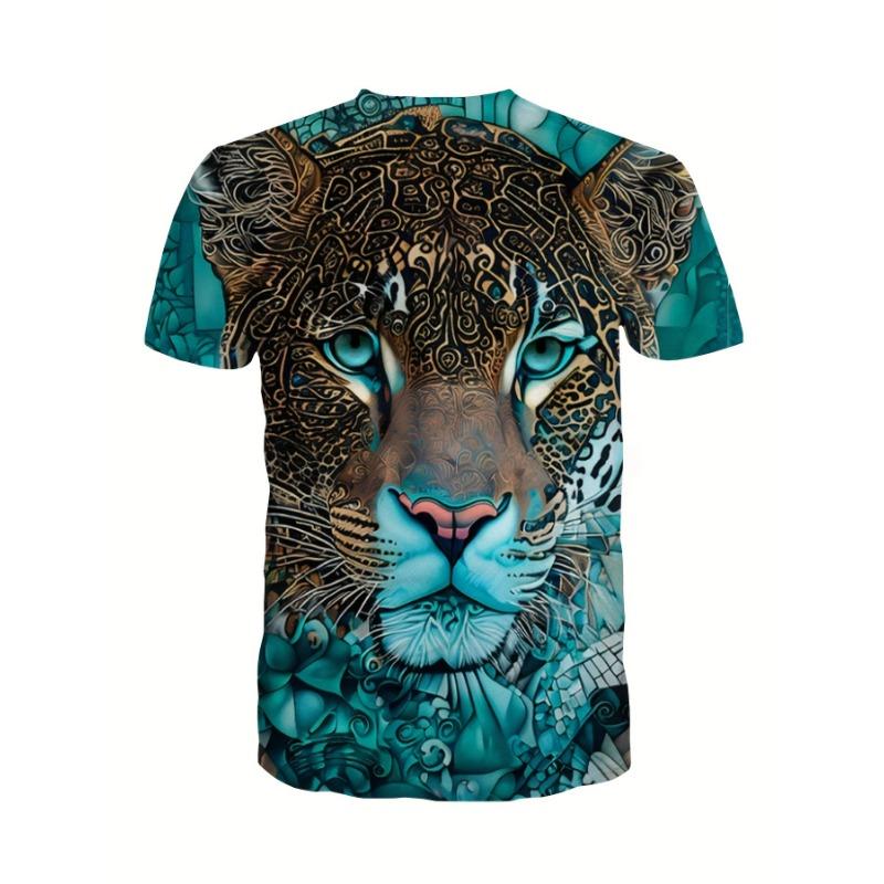 Animal 3D Printed Leopard Print Fashion Personalized Top O-neck Short Sleeved T-shirt