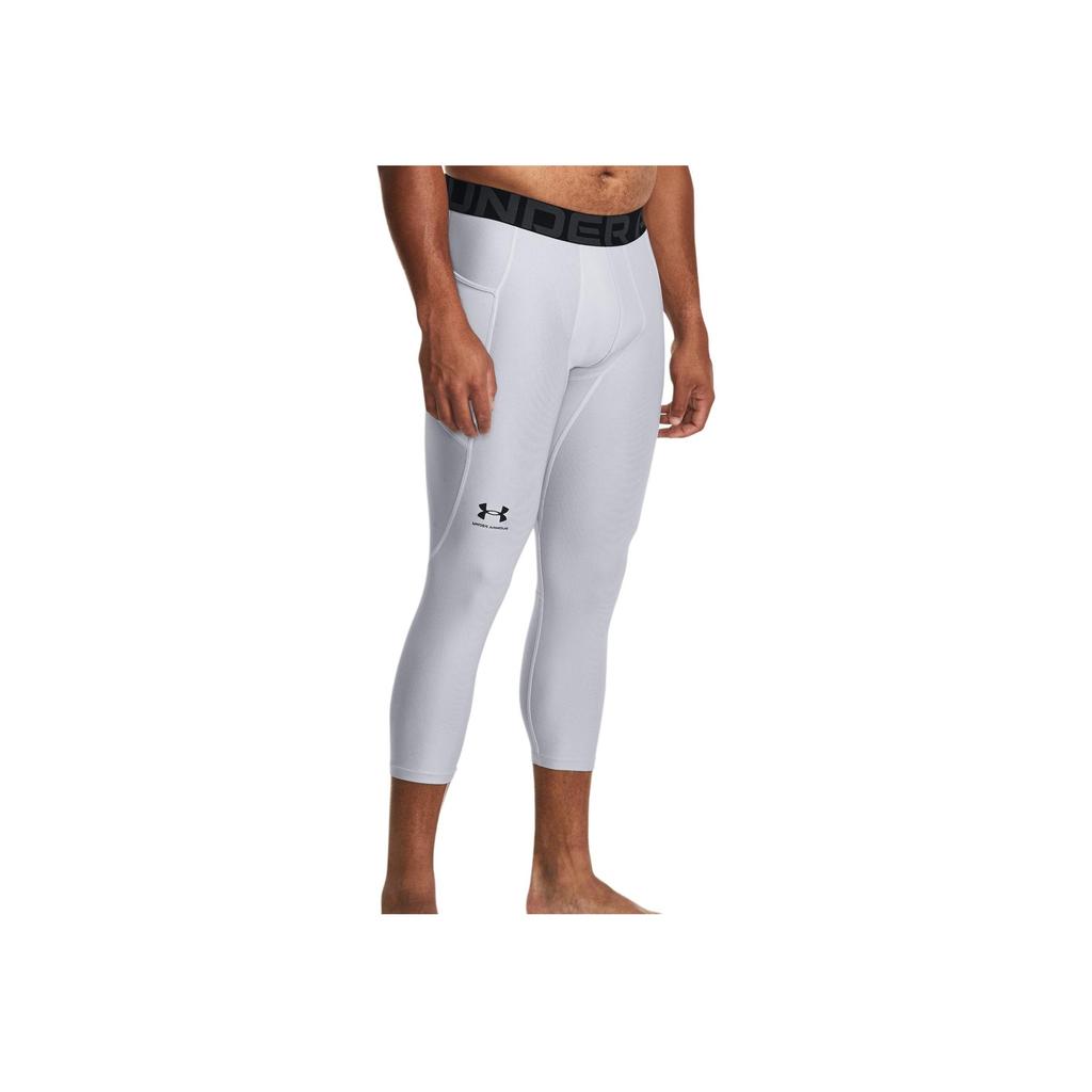 Under Armour מכנסי ספורט ארוכים לגברים בגזרה צרה בגובה בינוני עם הדפס לוגו מכתבים HeatGear® תחתונים אפור לבן 1361588-011