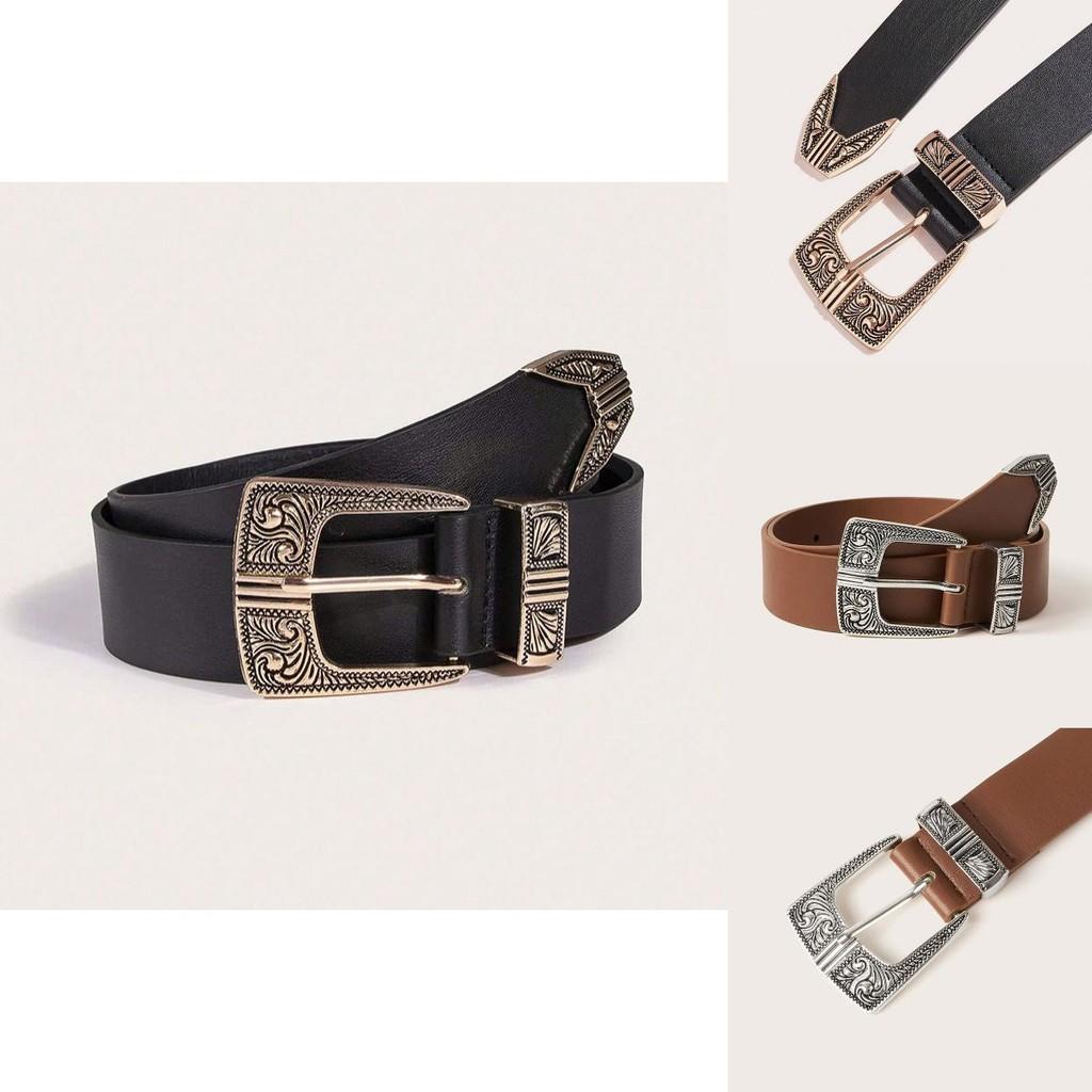 Bohemian Waist Belt For Women Retro Metal Buckle Wide Leather Alternative For Festival Fashion